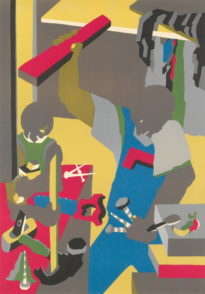 JACOB LAWRENCE (1917 - 2000) Builders Three.